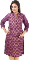 Sohniye Printed Women's Straight Kurta(Purple)