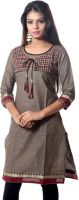 Span Casual Printed Women's Kurti(Beige)