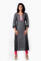 Span Casual Printed Women's Kurti(Grey)