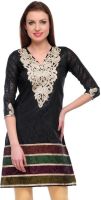 Sukuma Casual, Festive, Party Self Design Women's Kurti(Black)