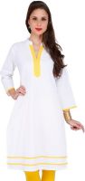 The Culture Festive Solid Women's Kurti(White)