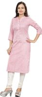 Twinkal Casual, Festive, Formal Striped Women's Kurti(Pink)