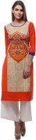 Varanga Festive Self Design Women's Kurti(Orange)