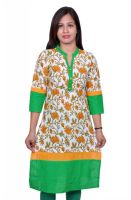 Vasudha Casual Floral Print Women's Kurti(Green)