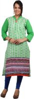 Virgo Casual Printed Women's Kurti(Green, Multicolor)
