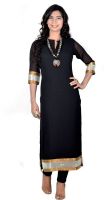 Vivaa Party Solid Women's Kurti(Black)