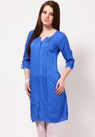 W Blue Solid Kurtis