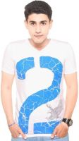 Zwizdot Printed Men's V-neck White T-Shirt