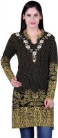 eWools Party Self Design Women's Kurti(Black, Yellow, White)