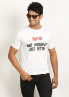 642 Stitches Printed Men's Round Neck White T-Shirt