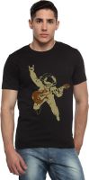 ADRO Printed Men's Round Neck Black T-Shirt