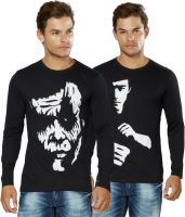 Alan Jones Graphic Print Men's Round Neck Black, Black T-Shirt(Pack of 2)