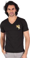 Anger Beast Printed Men's V-neck Black T-Shirt