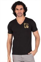 Anger Beast Printed Men's V-neck Black T-Shirt