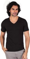 Anger Beast Solid Men's V-neck Black T-Shirt