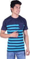 Austin Wood Striped Men's Round Neck Blue T-Shirt Austin Wood Striped Men's Round Neck Blue T-Shirt