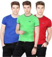 Basics Solid Men's Round Neck Red T-Shirt(Pack of 3)