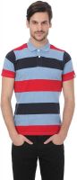 Basics Striped Men's Polo Neck Blue T-Shirt