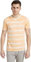 Breakbounce Striped Men's V-neck Beige T-Shirt