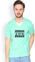 Campus Sutra Solid Men's V-neck Green T-Shirt