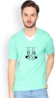 Campus Sutra Solid Men's V-neck Green T-Shirt