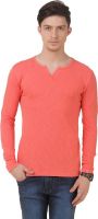 FROST Solid Men's Round Neck Orange T-Shirt