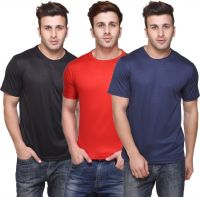 Funky Guys Solid Men's Round Neck Multicolor T-Shirt(Pack of 3)