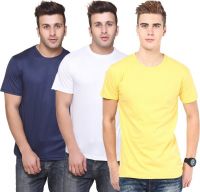 Funky Guys Solid Men's Round Neck Multicolor T-Shirt(Pack of 3)