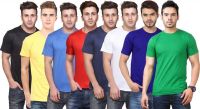 Funky Guys Solid Men's Round Neck Multicolor T-Shirt(Pack of 8)