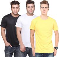 Funky Guys Solid Men's Round Neck Multicolor T-Shirt(Pack of 3)