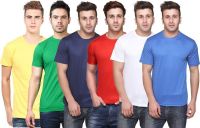 Funky Guys Solid Men's Round Neck Multicolor T-Shirt(Pack of 6)