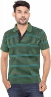 Gleneagles Striped Men's Polo Neck Green T-Shirt