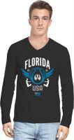 Hueman Printed Men's V-neck Black T-Shirt
