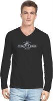 Hueman Printed Men's V-neck Black T-Shirt