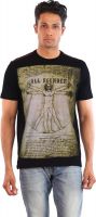 Huetrap Graphic Print Men's Round Neck Black T-Shirt