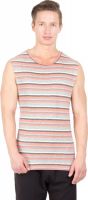 Hypernation Striped Men's Round Neck Red, Grey T-Shirt