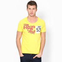 IVPL@Y Printed Men's Round Neck Gold T-Shirt