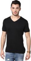 Inkovy Solid Men's V-neck Black T-Shirt