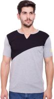 Jangoboy Solid Men's V-neck Grey, Black T-Shirt