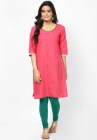 Karigari Pink Solid Kurta