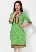 Kurti'S Green Printed Kurtis