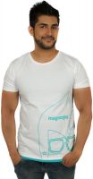 Magnoguy Printed Men's Round Neck White, Light Blue T-Shirt