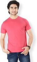 Neevov Solid Men's Round Neck Red T-Shirt