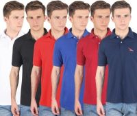 PRO Lapes Solid Men's Polo Neck Multicolor T-Shirt(Pack of 6)
