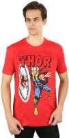 Planet Superheroes Graphic Print Men's Round Neck Red T-Shirt