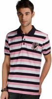 Provogue Striped Men's Round Neck Pink T-Shirt