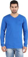 R - Cross Solid Men's V-neck Blue T-Shirt
