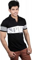 Spur Printed Men's Polo Neck Black T-Shirt