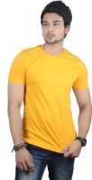 Spur Solid Men's Round Neck Yellow T-Shirt