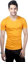 Spur Solid Men's V-neck Yellow T-Shirt